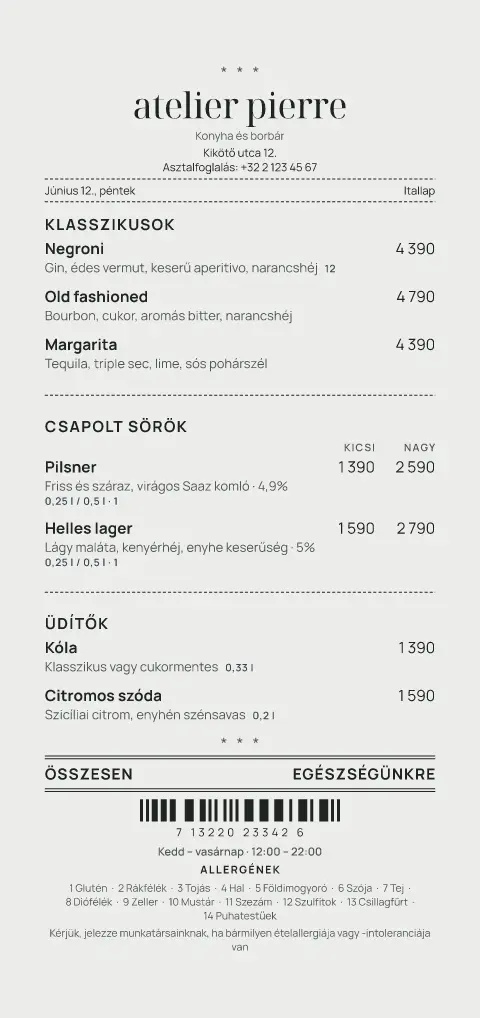 Stone Ledger – étlapsablon előnézete
