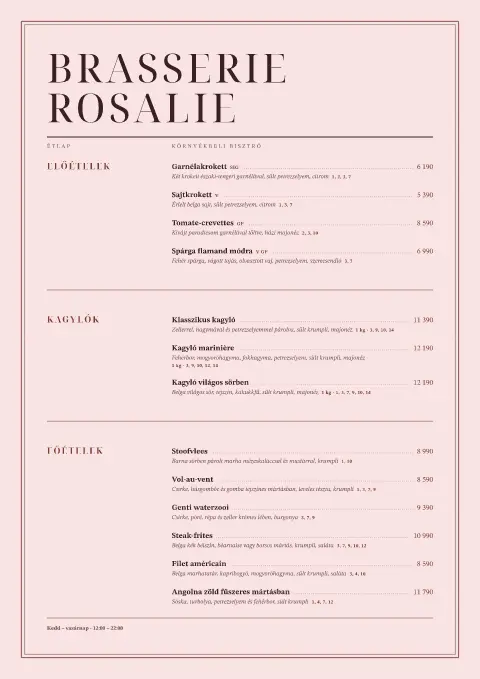 Rosalie Brasserie – étlapsablon előnézete