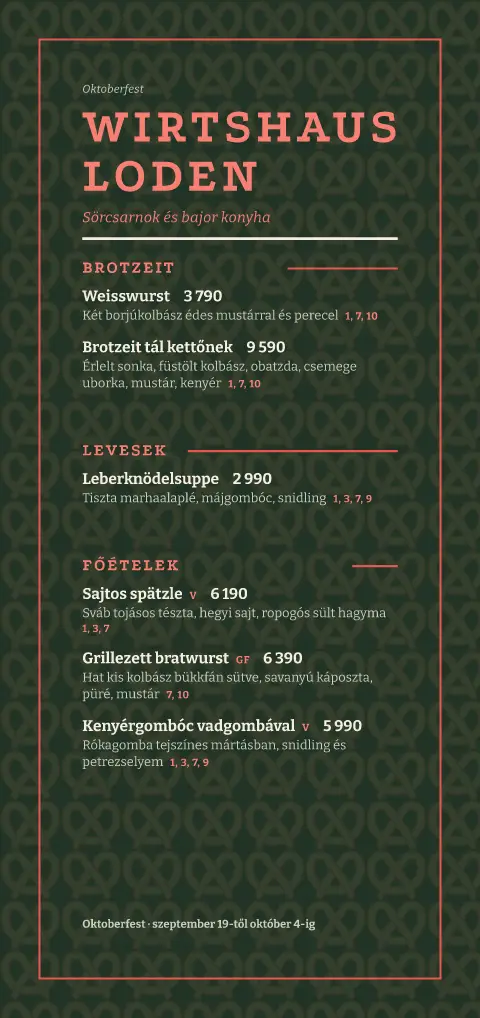 Loden Pretzel – étlapsablon előnézete
