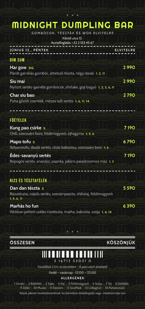 Neon Dumpling – étlapsablon előnézete