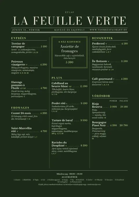 Absinthe Gazette – étlapsablon előnézete