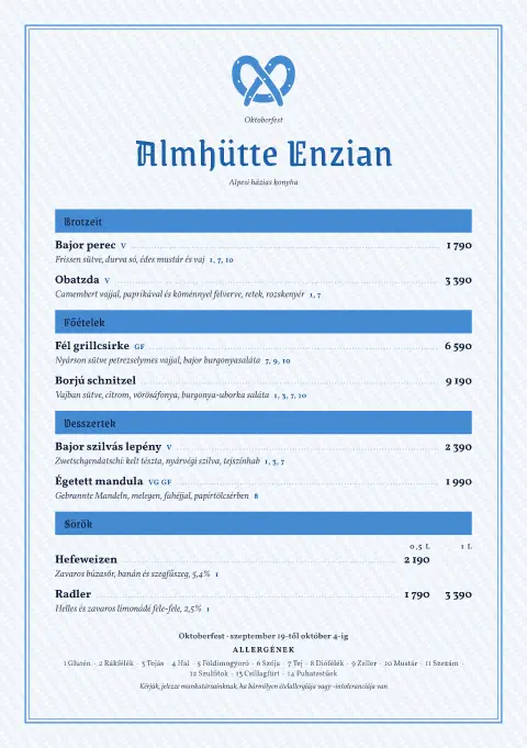 Sky Pretzel – étlapsablon előnézete