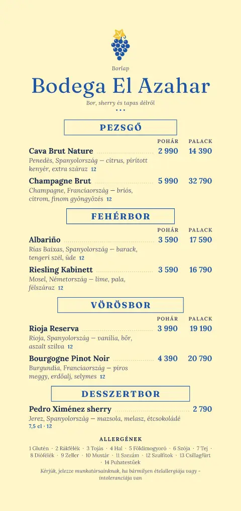 Patio Bodega – étlapsablon előnézete