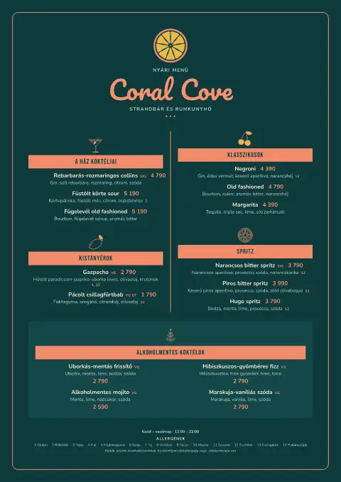Coral Sunset – étlapsablon előnézete