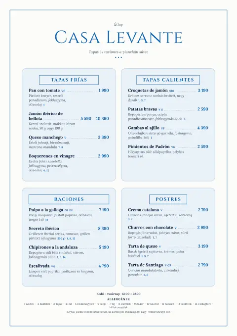Plancha Blue – étlapsablon előnézete