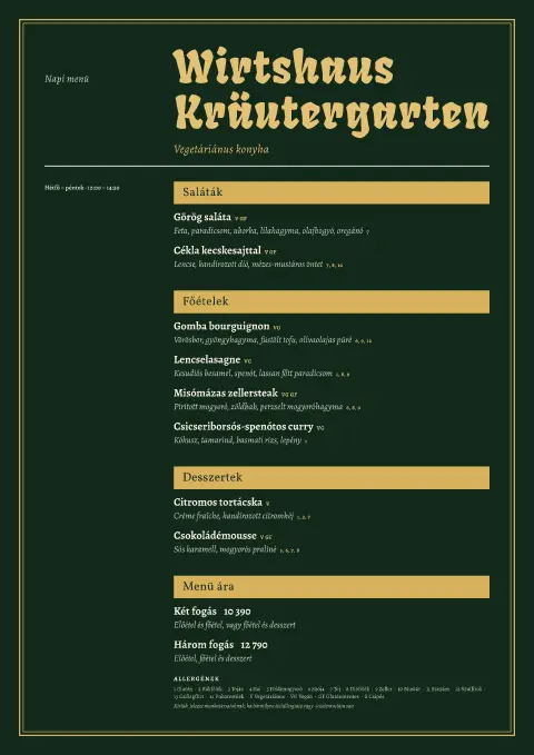 Alpine Greens – étlapsablon előnézete