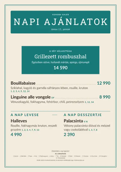 Adriatic Slate – az étlapsablon 1. oldala