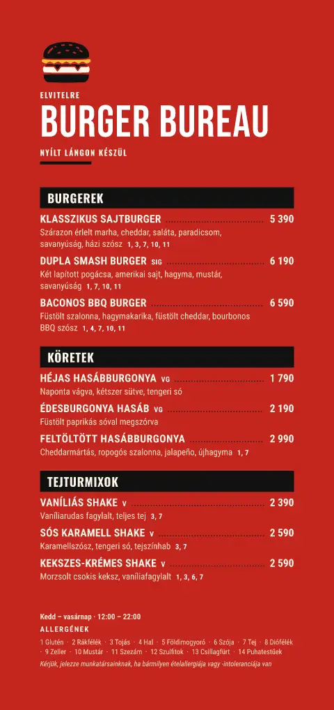 Burger Manifesto – étlapsablon előnézete