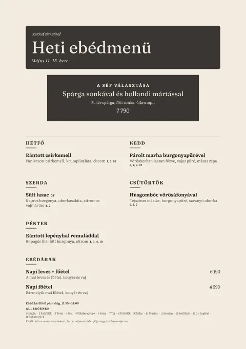 Spargel Weekdays – étlapsablon előnézete