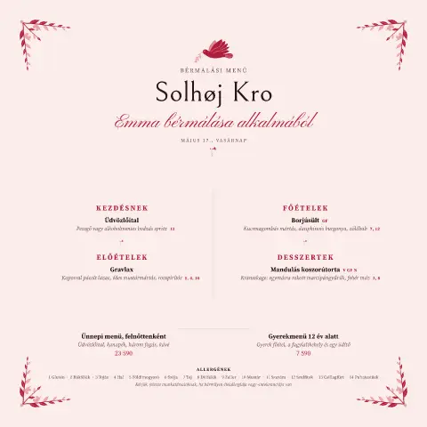 Blush Dove – étlapsablon előnézete