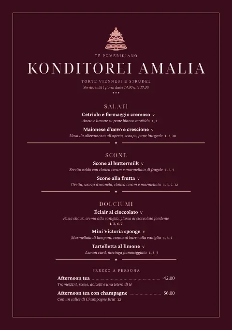 Alzata di velluto – anteprima del modello di menù