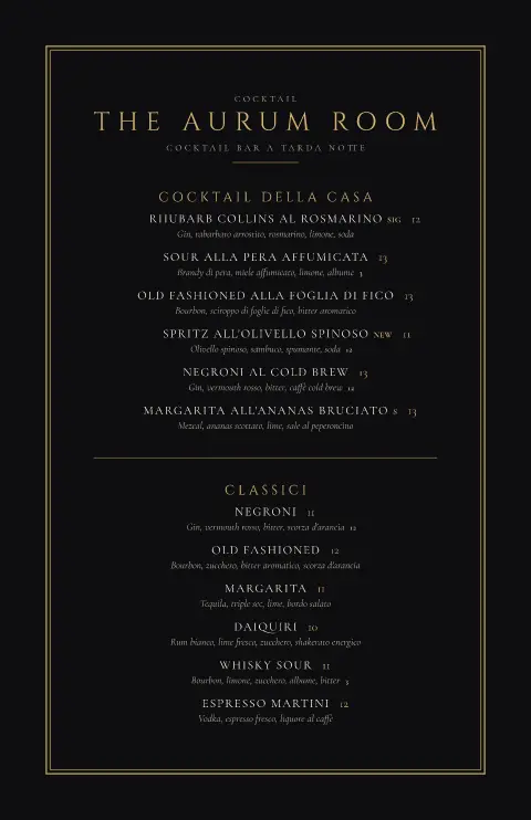 Ora dorata – anteprima del modello di menù