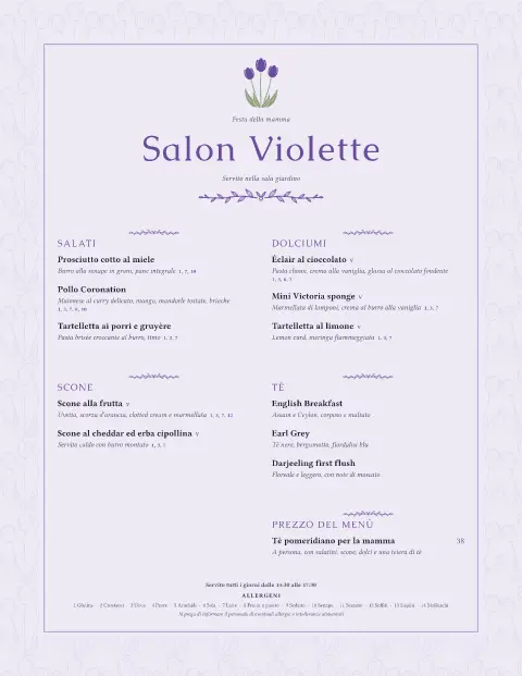 Ora del tè violetta – anteprima del modello di menù