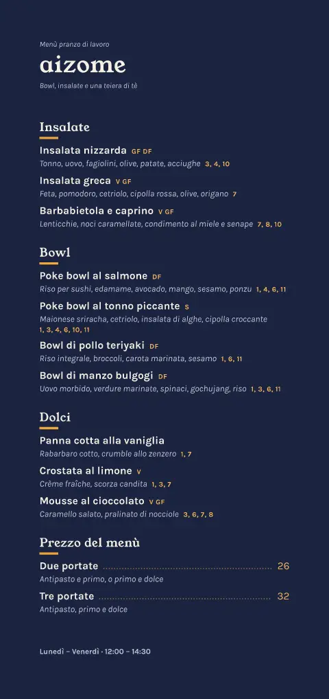 Foglia indaco – anteprima del modello di menù
