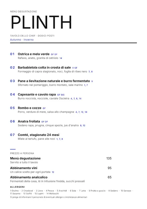 Lastra oltremare – anteprima del modello di menù