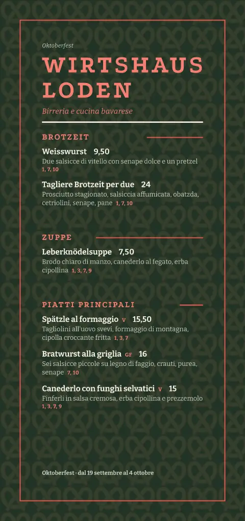 Pretzel di loden – anteprima del modello di menù