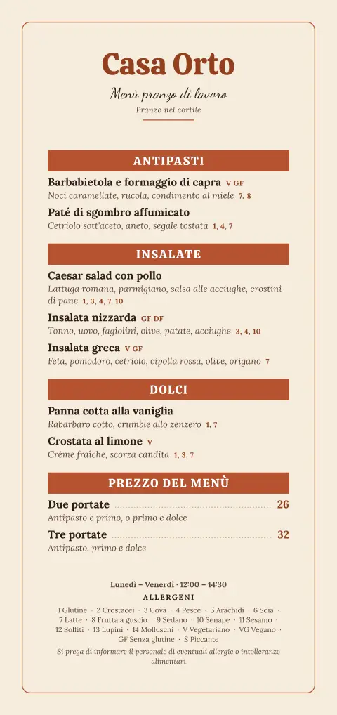 Orto in terracotta – anteprima del modello di menù