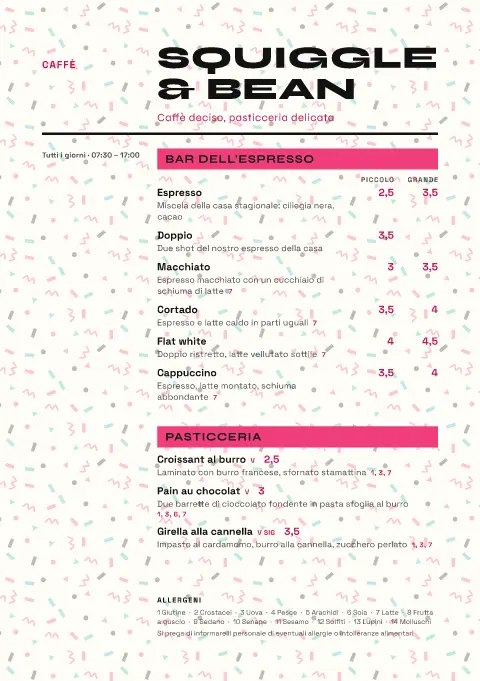 Confetti Crema – anteprima del modello di menù