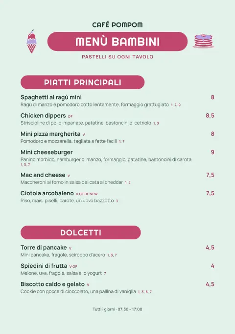 Gioco dei pompon – anteprima del modello di menù