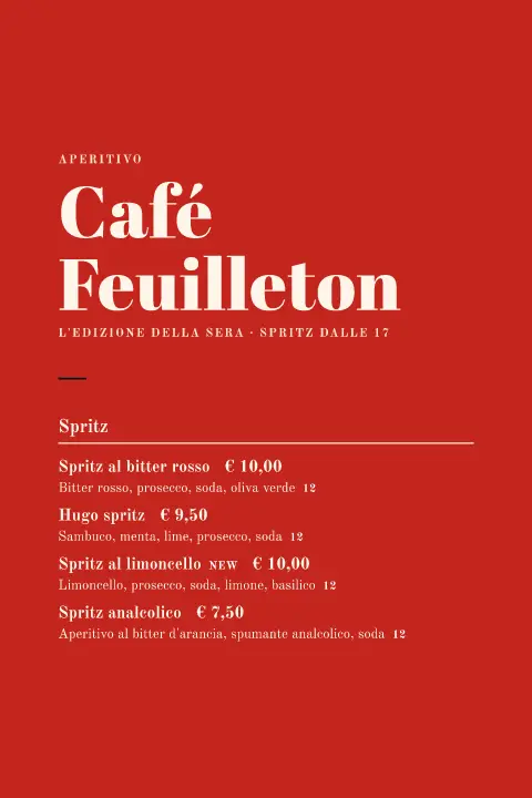 Edizione della sera – anteprima del modello di menù