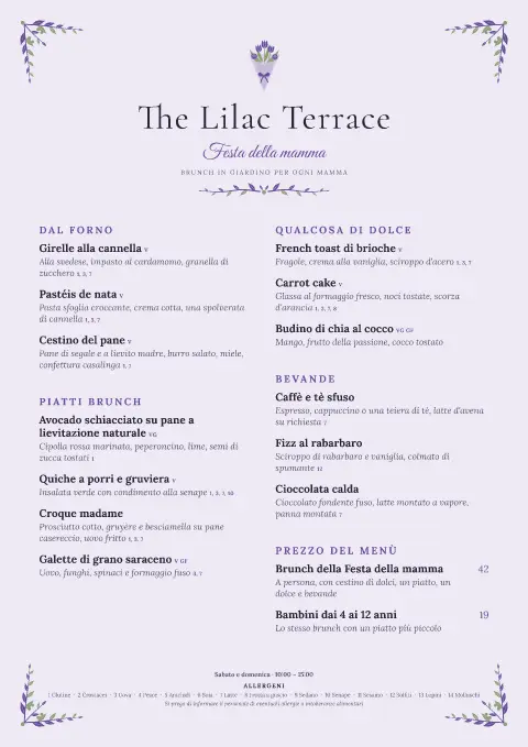 Mazzolino di lavanda – anteprima del modello di menù