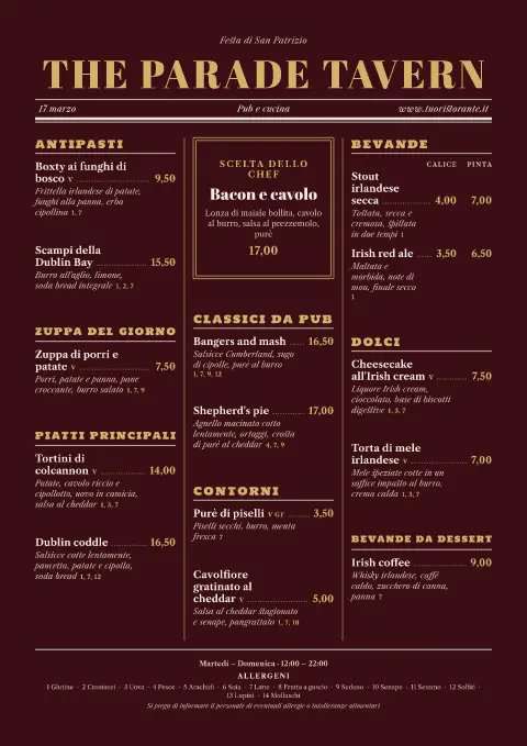 Parata sangue di bue – anteprima del modello di menù