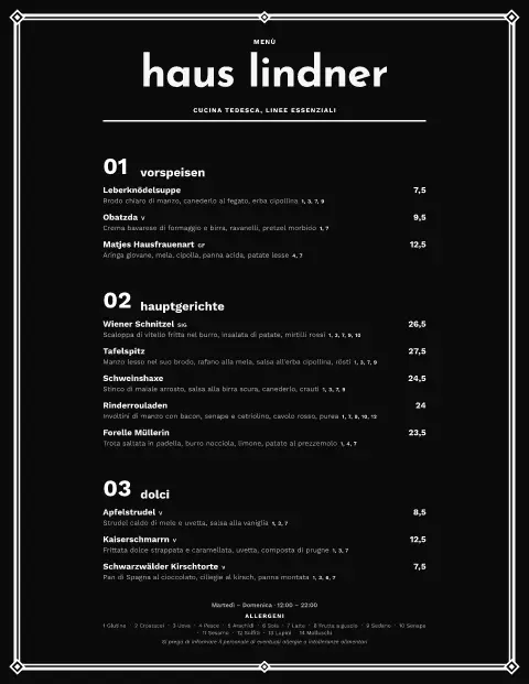 Weimar Noir – anteprima del modello di menù