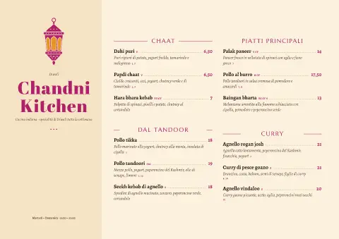 Luce di zafferano – anteprima del modello di menù