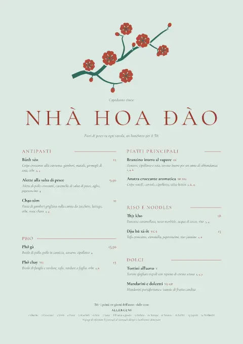 Fiori di pesco del Tết – anteprima del modello di menù