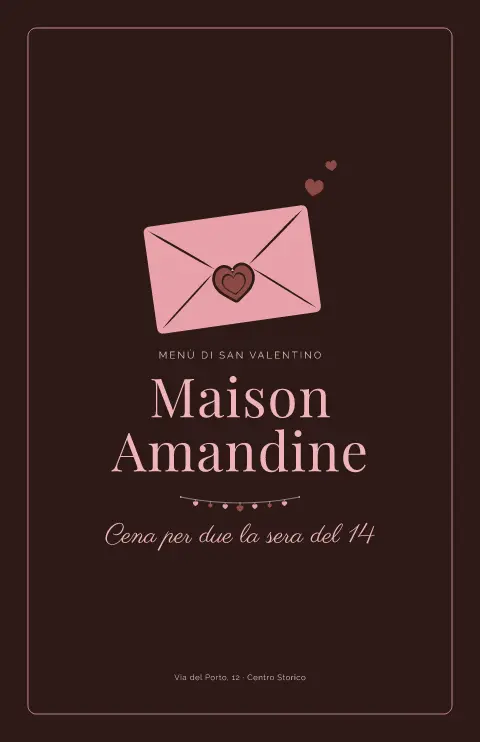 Cuori di pralina – anteprima del modello di menù