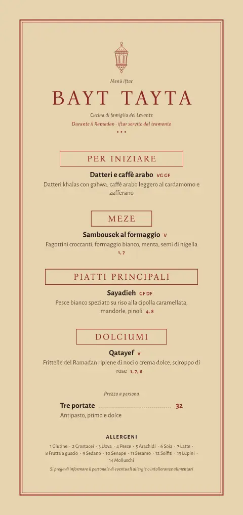 Ora del sommacco – anteprima del modello di menù
