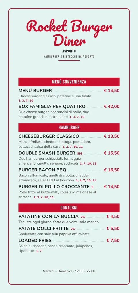 Drive-in ciliegia – anteprima del modello di menù