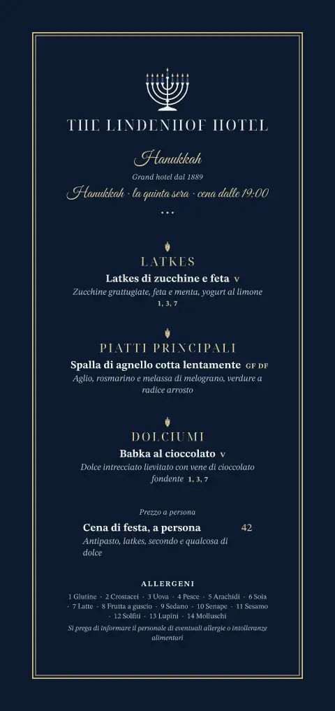 Menorah champagne – anteprima del modello di menù