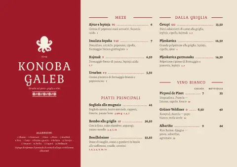 Konoba ricamata – anteprima del modello di menù