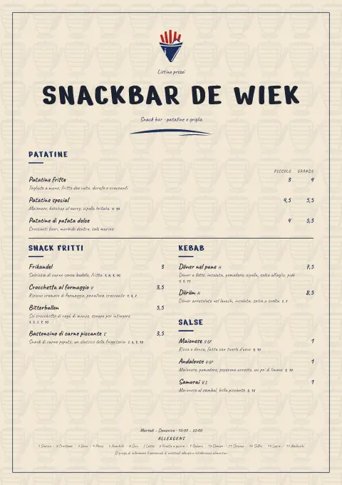 Snack bar col gesso – anteprima del modello di menù