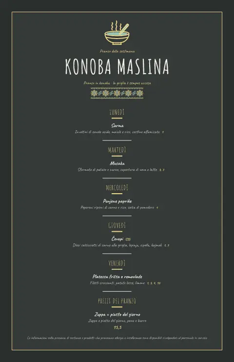 Konoba col gesso – anteprima del modello di menù