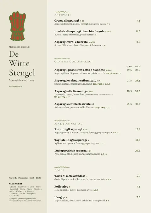 Asperge al matcha – anteprima del modello di menù