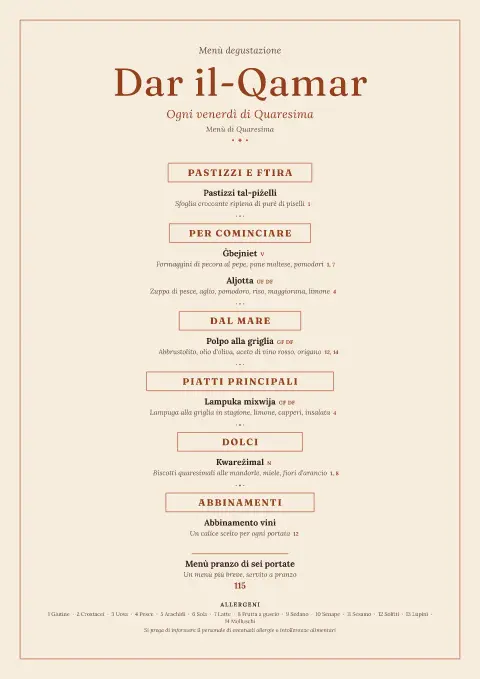 Quaresima in terracotta – anteprima del modello di menù