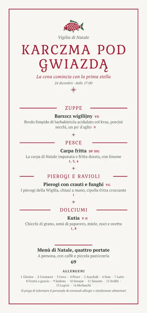 Prima stella – anteprima del modello di menù
