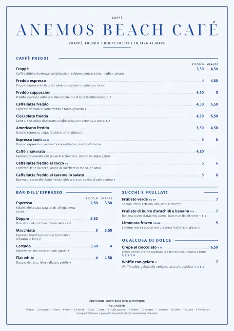 Freddo cobalto – anteprima del modello di menù