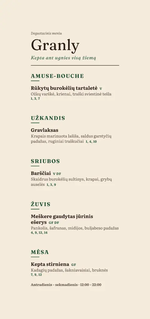 Pušų žarijos – meniu šablono peržiūra