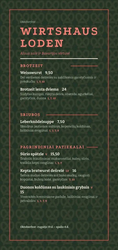Lodeno brecelis – meniu šablono peržiūra
