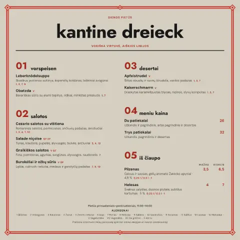 Dreieck salotos – meniu šablono peržiūra