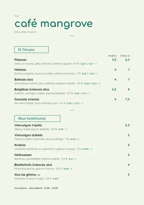 Lagūnos apyniai – meniu šablono peržiūra