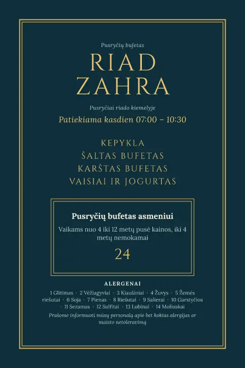 Žibintų kiemelis – meniu šablono peržiūra