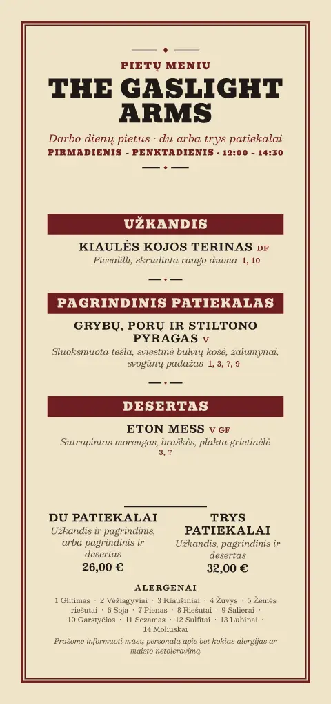 Dujinio žibinto pietūs – meniu šablono peržiūra