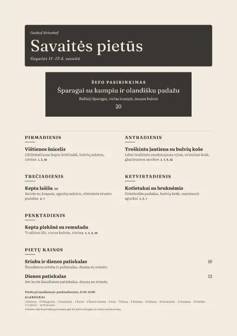 Šparagų savaitė – meniu šablono peržiūra