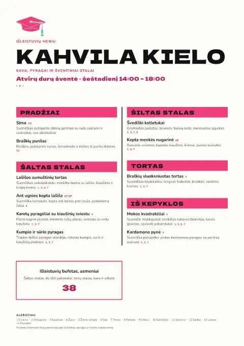Baltoji kepurė – meniu šablono peržiūra