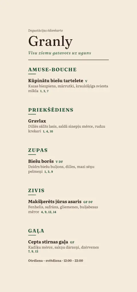 Priežu oglītes – ēdienkartes veidnes priekšskatījums