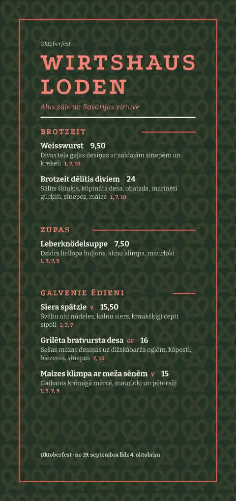 Lodena krekelis – ēdienkartes veidnes priekšskatījums